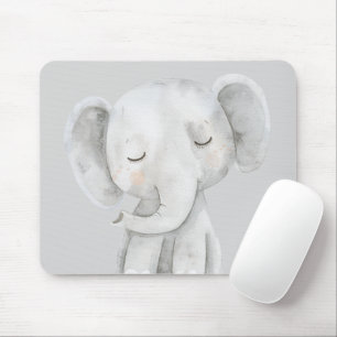 Cute Grey Elephant Mouse Pad