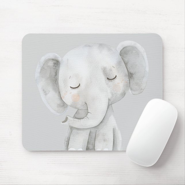 Cute Grey Elephant Mouse Pad (With Mouse)