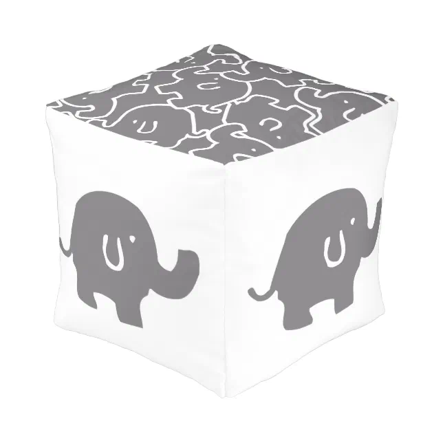 Cute Grey Elephant Pattern Zoo Animals Pouf | Zazzle