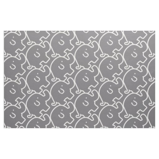 Cute Grey Elephants Pattern Fabric
