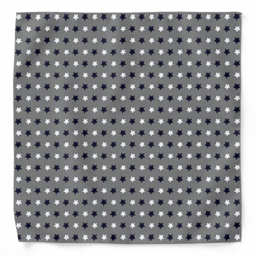 Cute Grey Geometric Pattern White  Black Stars Bandana