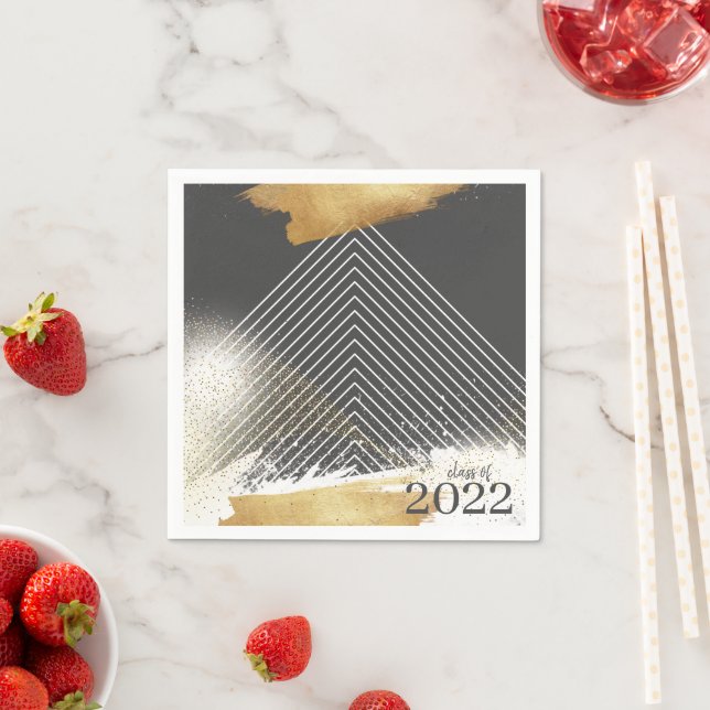 Cute Grey & Gold Framed Graduation Party Napkins (Insitu)