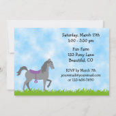 Cute Grey Horse Pony Rides Girls Birthday Invite (Back)