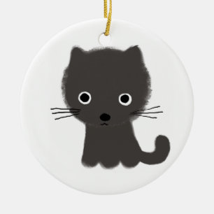 Cute Grey Kitten   Adorable Kitty Cat Holiday Ceramic Ornament