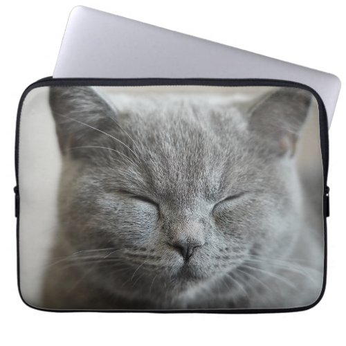 Cute Grey Kitten Face Photo  Laptop Sleeve