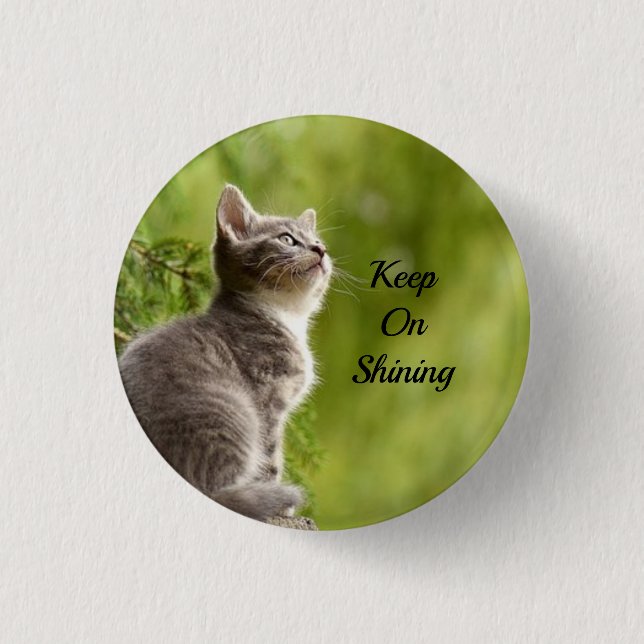 Cute Grey Kitten Pinback Button (Front)