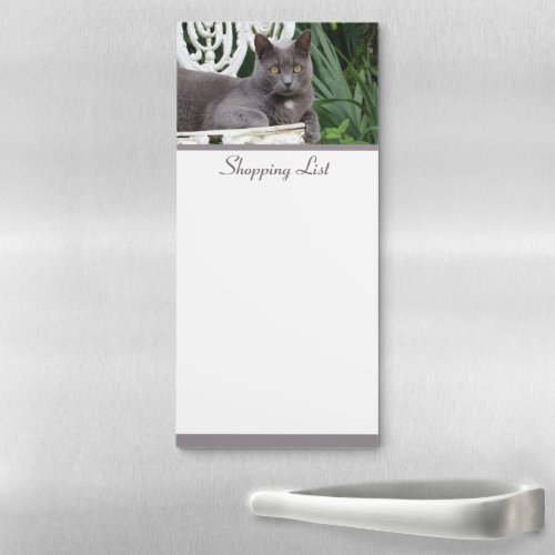Cute Grey Kitty Cat Magnetic Notepad