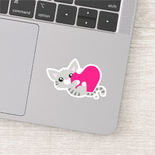 Cute Grey Kitty Custom-Cut Vinyl Sticker