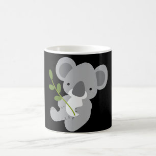 Cute Grey Koala Bear with Green Leaf Color Morph Mug