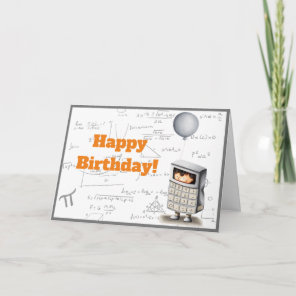 Cute grey math equation and calculator birthday card