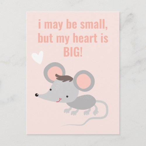 Cute Grey Mouse Classroom Valentines Day Postcard