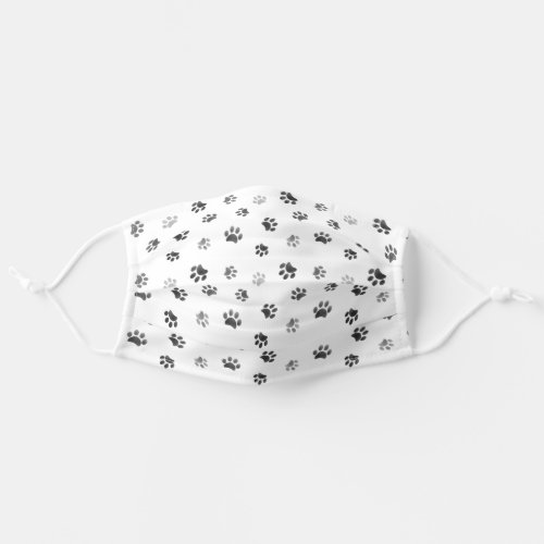 Cute Grey Paw Prints Pattern Adult Cloth Face Mask