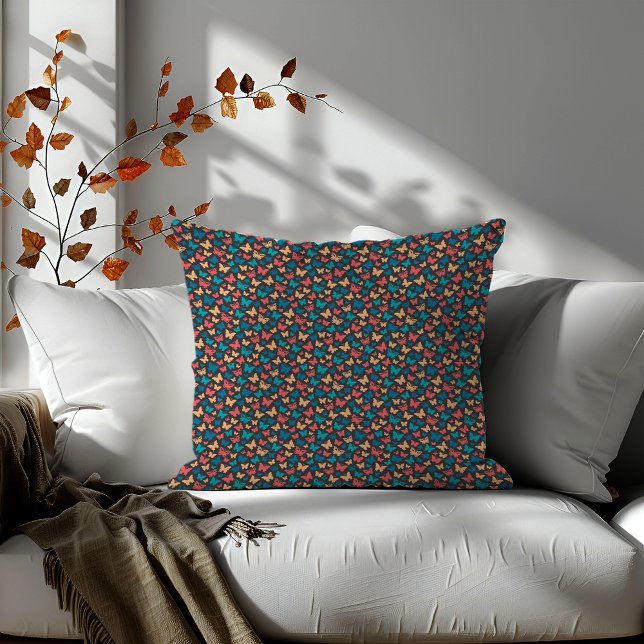 Cute grey pink turquoise contemporary butterfly  throw pillow (Creator Uploaded)