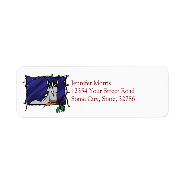 Cute Grey Pony Christmas Label (Front)