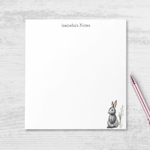 Cute Grey Rabbit Bunny Sketch Personalized Notepad