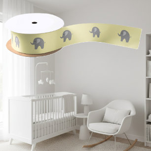 Cute grey safari elephant baby shower ribbon