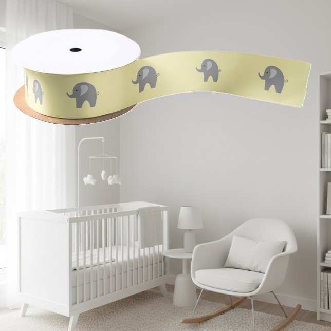 Cute grey safari elephant baby shower ribbon (baby shower gift ribbon)