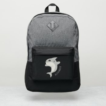 Cute Grey Shark Name Port Authority® Backpack by EnchantfancyDesignCo at Zazzle