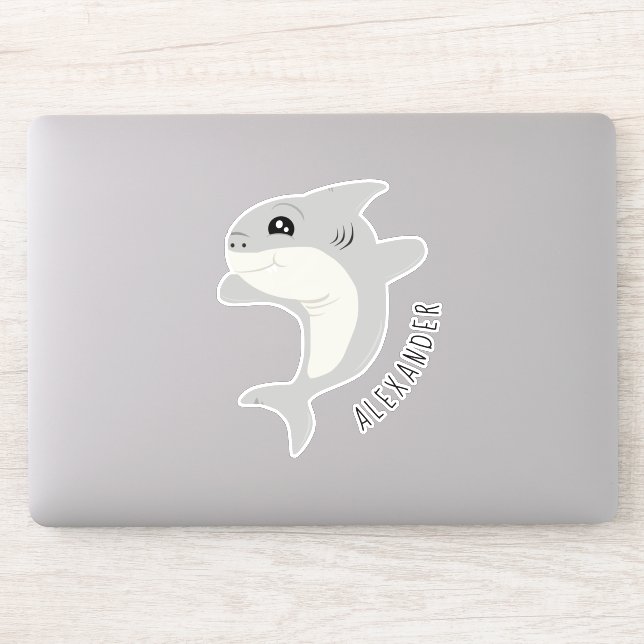 Cute Grey Shark Sticker (Computer)