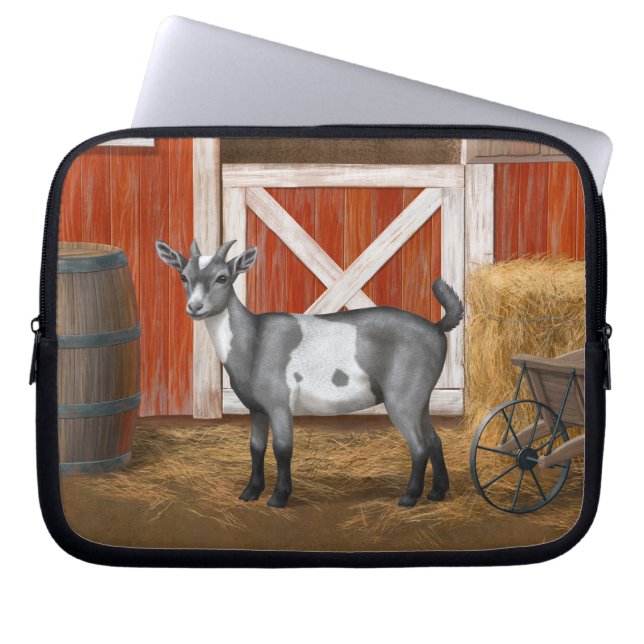 Cute Grey Spotted Goat Laptop Sleeve (Front)