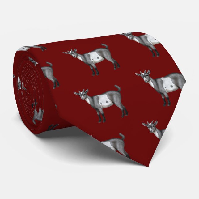 Cute Grey Spotted Goat Neck Tie (Rolled)