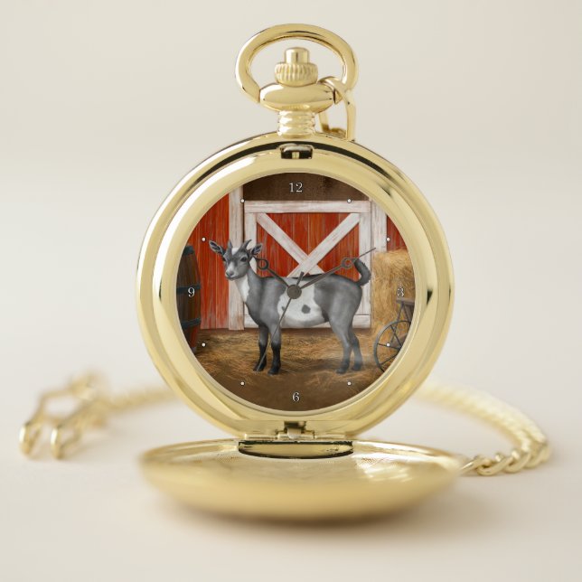 Cute Grey Spotted Goat Pocket Watch (Inside)