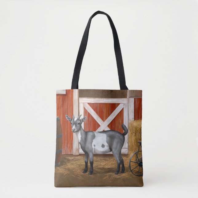 Cute Grey Spotted Goat Tote Bag (Front)