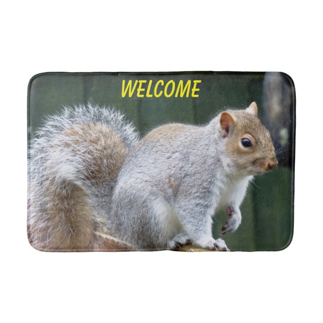 Cute Grey Squirrel Bath Mat (Front)