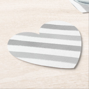 Cute Grey Stripe Watercolor Gray Stripes Square P Paper Coaster