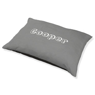 Cute grey white custom name monogram dog cat pet bed