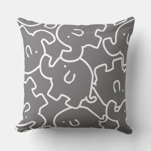 Cute Grey  White Elephant Zoo Animals Throw Pillow