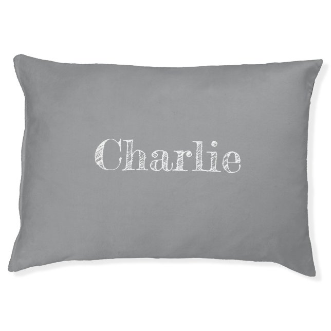 Cute Grey White Monogram Pet Bed (Front)