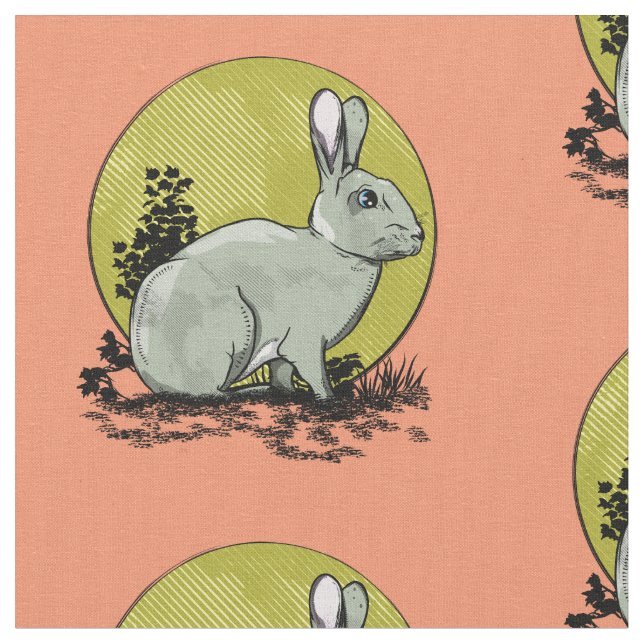 Cute grey wild rabbit fabric (Close Up)