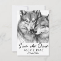 Cute Grey Wolf Wedding Save the Date