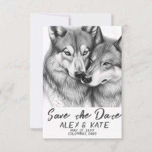 Cute Grey Wolf Wedding Save the Date