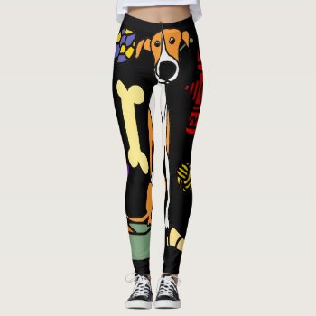 Cute Greyhound Dog And Dog Toys Art Leggings by Petspower at Zazzle