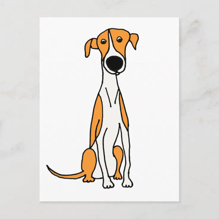 Cute Greyhound Dog Cartoon Original Postcard | Zazzle