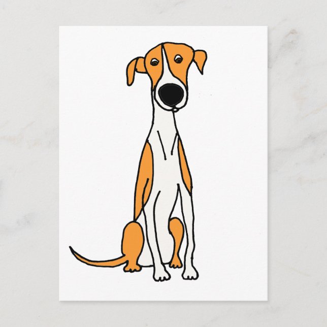 Cute Greyhound Dog Cartoon Original Postcard (Front)