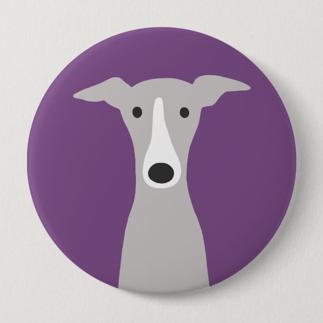 Cute Greyhound, Italian Greyhound or Whippet Dog Button (Front)