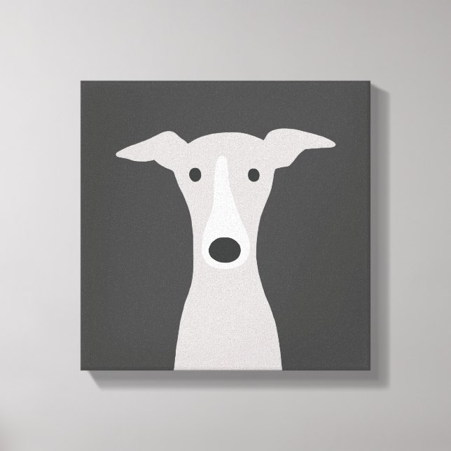 Cute Greyhound, Italian Greyhound or Whippet Dog Canvas Print (Front)