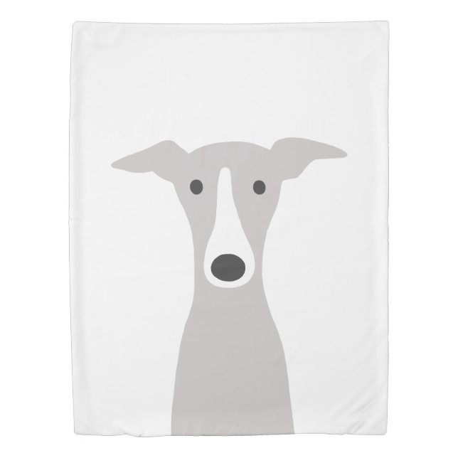Cute Greyhound, Italian Greyhound or Whippet Dog Duvet Cover (Front)