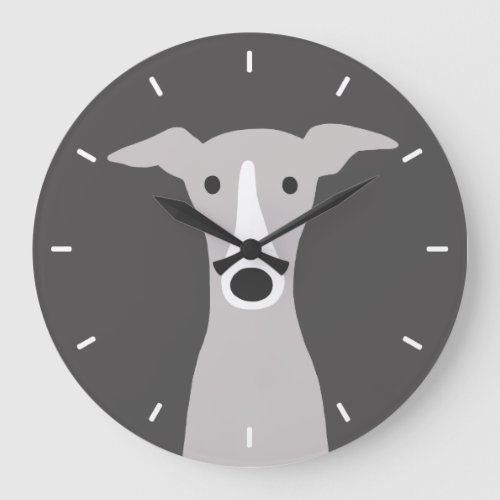 Cute Greyhound Italian Greyhound or Whippet Dog Large Clock