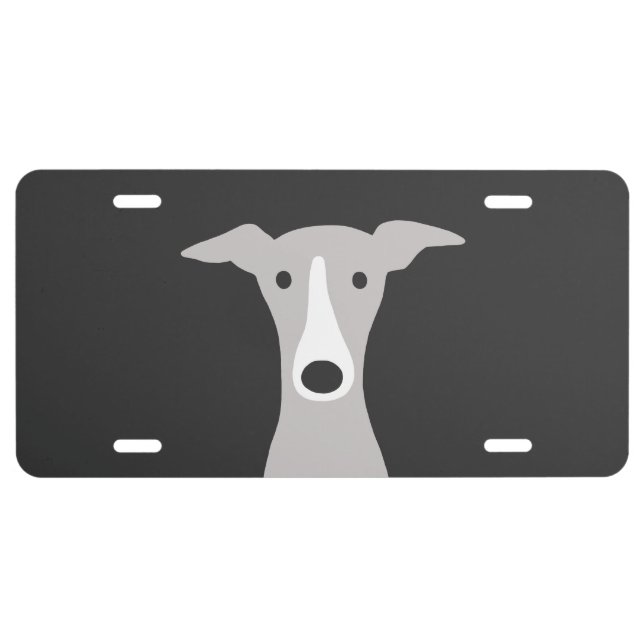 Cute Greyhound, Italian Greyhound or Whippet Dog License Plate (Front)