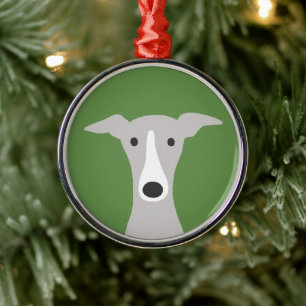 Cute Greyhound, Italian Greyhound or Whippet Dog Metal Ornament