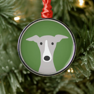 Cute Greyhound, Italian Greyhound or Whippet Dog Metal Ornament