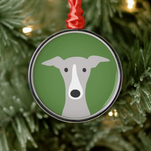 Cute Greyhound Italian Greyhound or Whippet Dog Metal Ornament