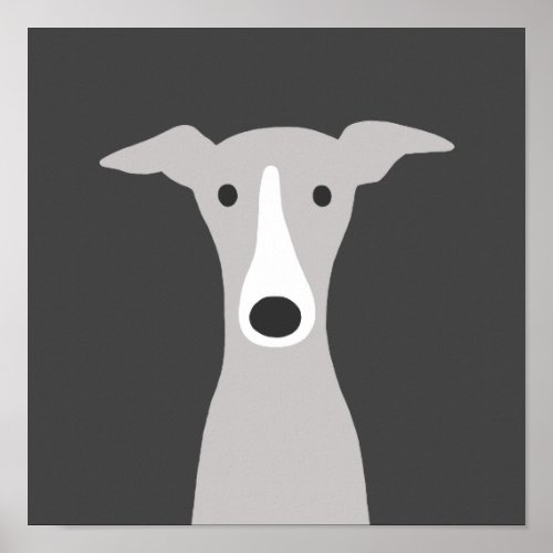 Cute Greyhound Italian Greyhound or Whippet Dog Poster