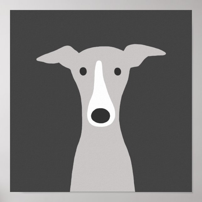 Cute Greyhound, Italian Greyhound or Whippet Dog Poster (Front)