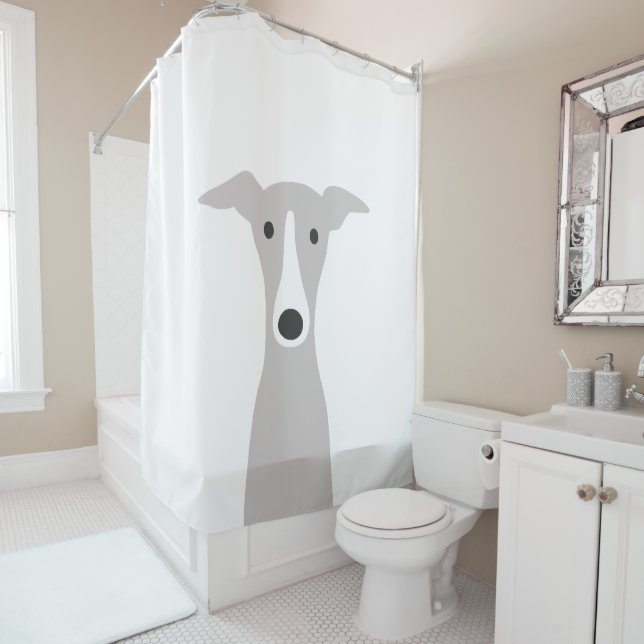 Cute Greyhound, Italian Greyhound or Whippet Dog Shower Curtain (In Situ)