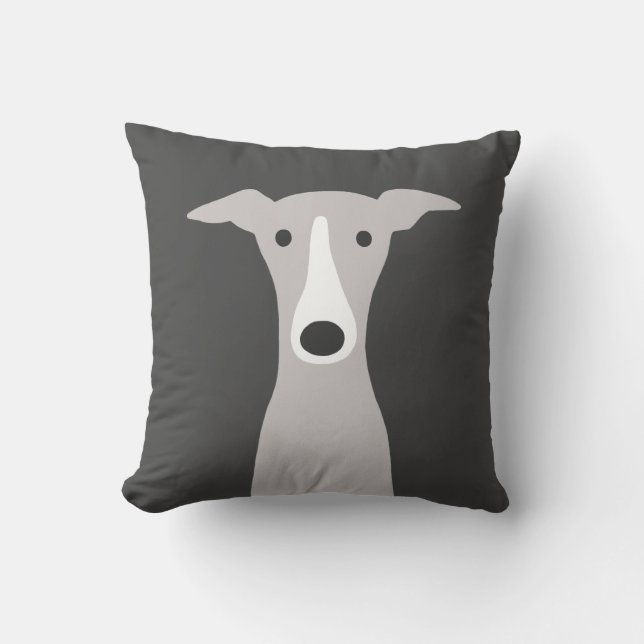 Cute Greyhound, Italian Greyhound or Whippet Dog Throw Pillow (Front)